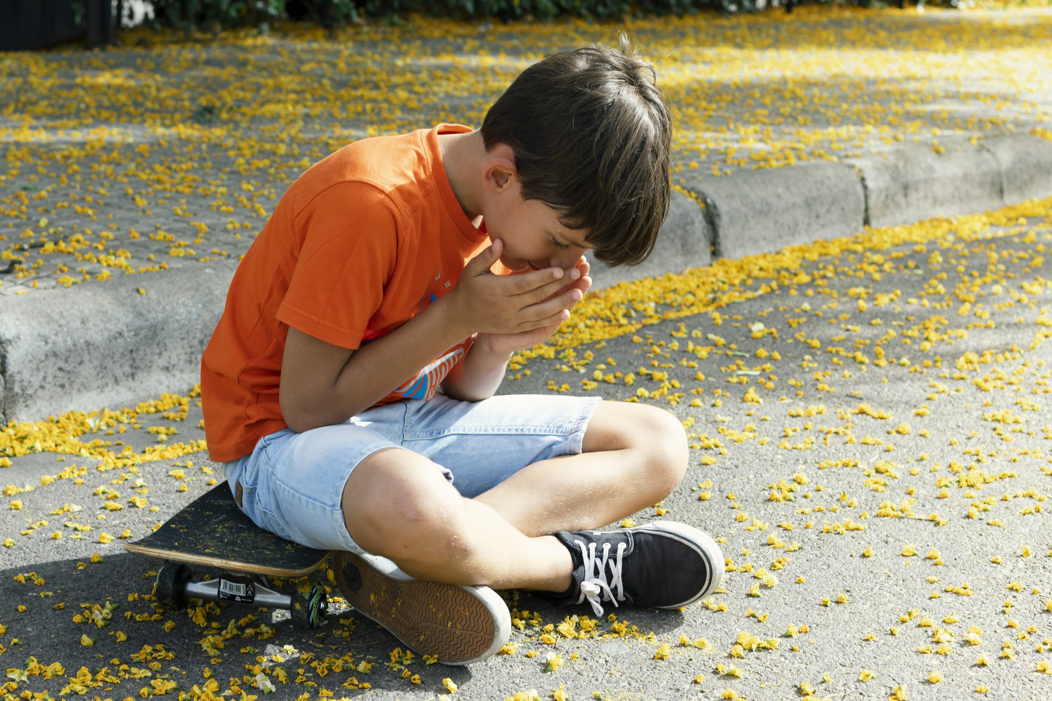 Child having seasonnal allergy and asthma