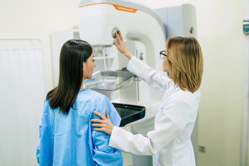 mammography on a woman for breast cancer