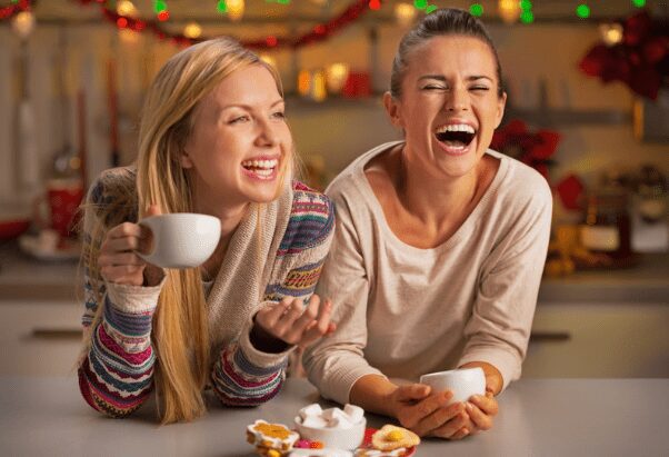 mental health during the holidays, laugh with friends and enjoy