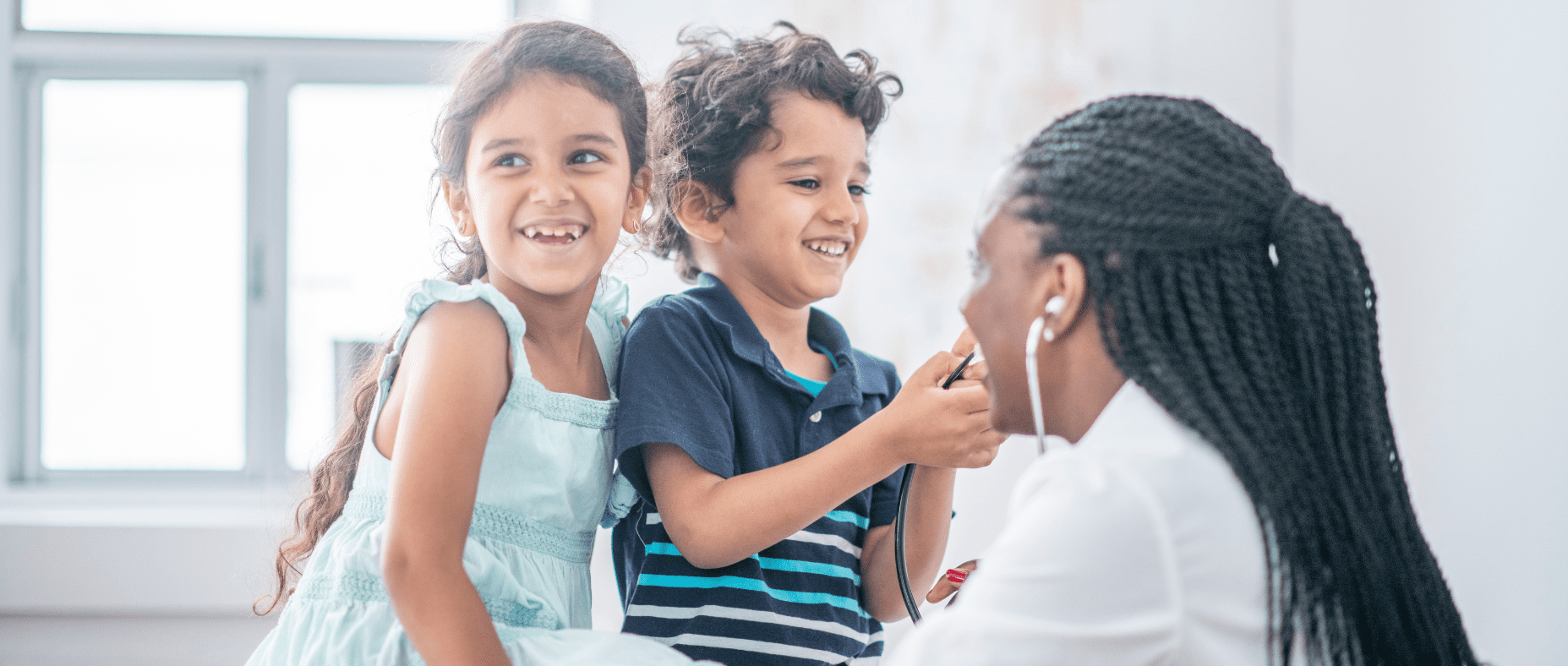 a child's medical check-up by a doctor or pediatrician