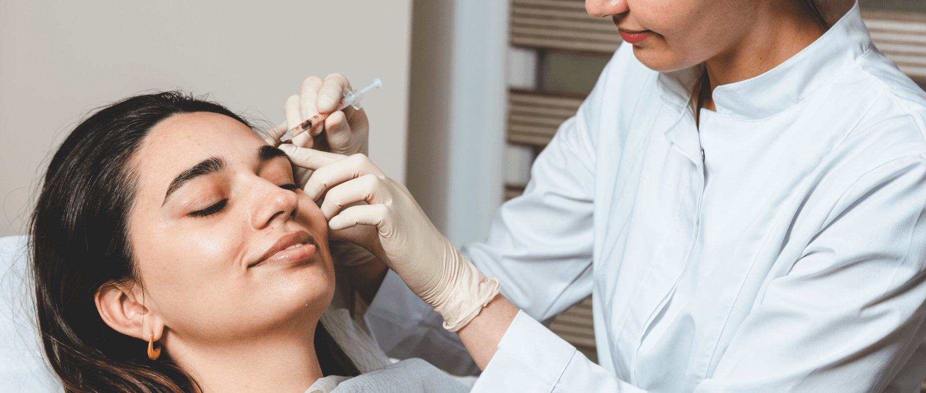esthetic injections for wrinkles in a clinic by a doctor